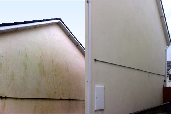 Painted house outside wall before and after cleaning by Pro Wash.ie, Cork, Ireland Painted house outside wall before and after cleaning by Pro Wash.ie, Cork, Ireland