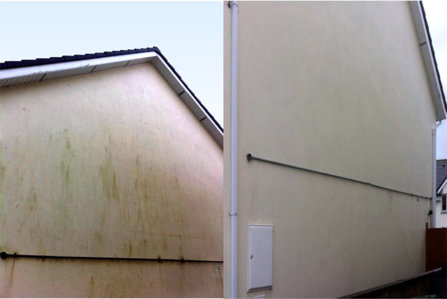 Painted house outside wall before and after cleaning by Pro Wash.ie, Cork, Ireland